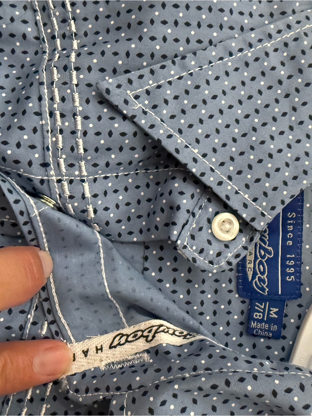 Western-Inspired Boys' Button-Down Shirt Set — Light Blue & Black - Picture 3 of 6